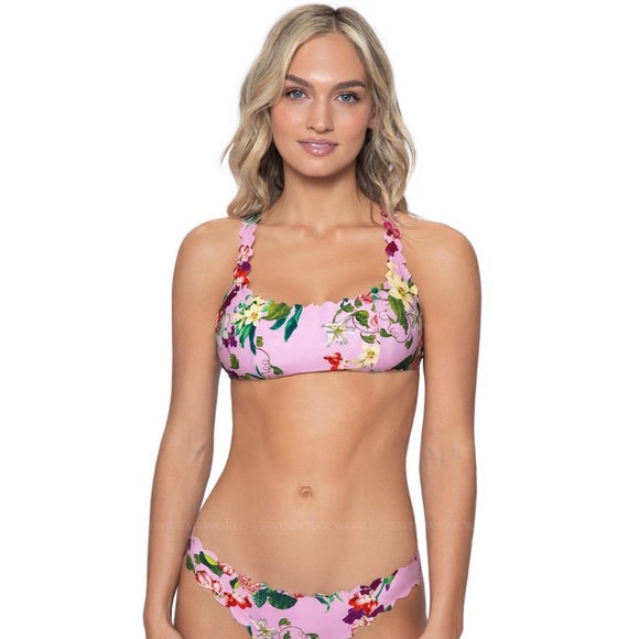 NWT PQ SWIM reversible scalloped edge bikini top size large - Picture 3 of 6